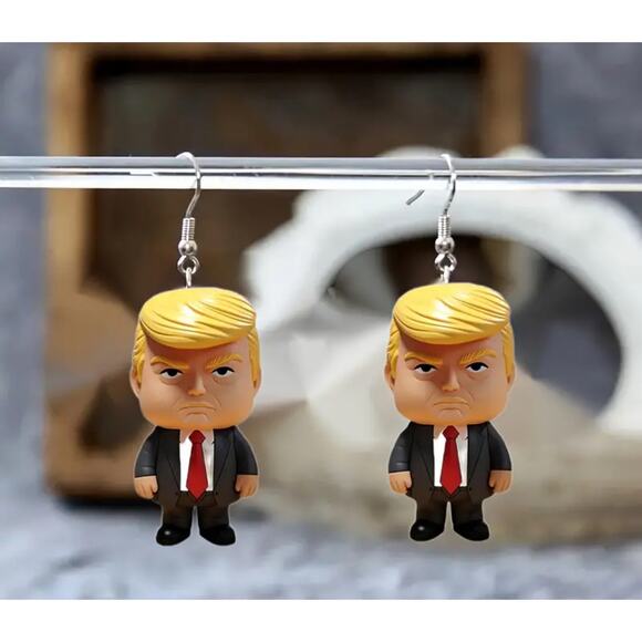 NEW TRUMP Earrings Drop Trumplican Hair Election Vote America - Picture 5 of 7
